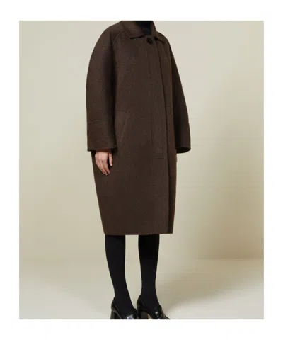 Max Mara Wool And Mohair Midi Coat In Brown