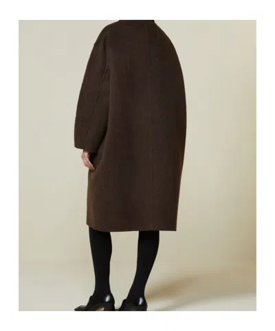 Max Mara Wool And Mohair Midi Coat In Brown