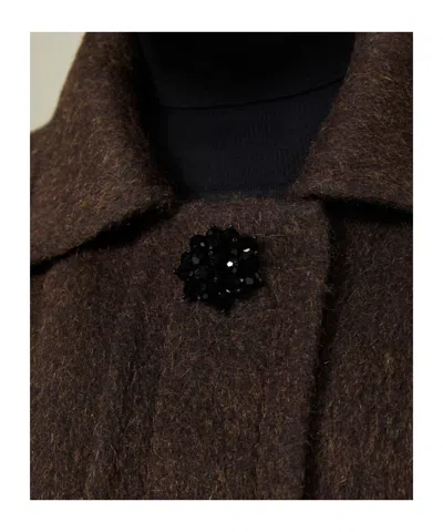 Max Mara Wool And Mohair Midi Coat In Brown