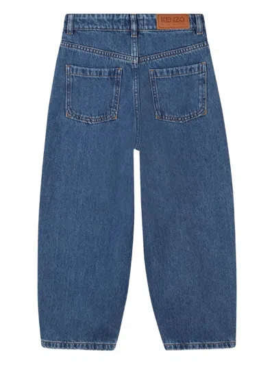 Kenzo Asymmetric Button-down Jeans In Blue