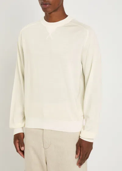 Jacquemus Le Sweater Brode Logo-embroidered Fine-knit Jumper In White