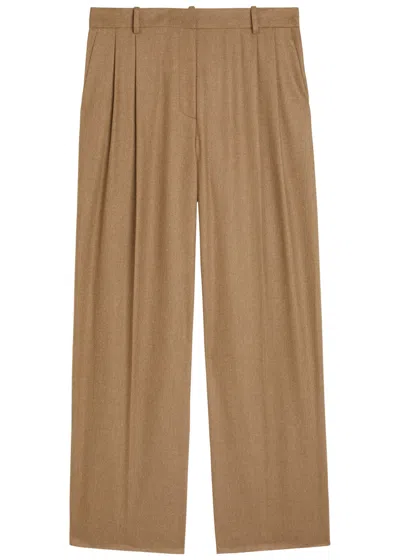 Khaite August Pleated Wool-blend Trousers In Brown