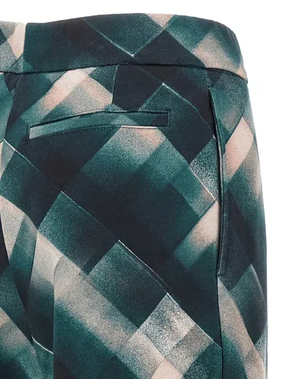 Dries Van Noten Geometric Wide Leg Trousers Pleated Front In Green