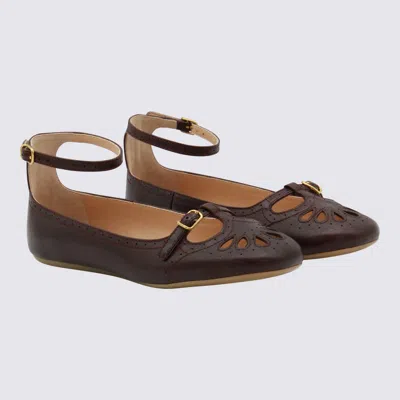 Chloé Flat Shoe With Burnished Look Made In Italy In Brown