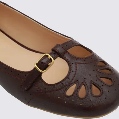 Chloé Flat Shoe With Burnished Look Made In Italy In Brown