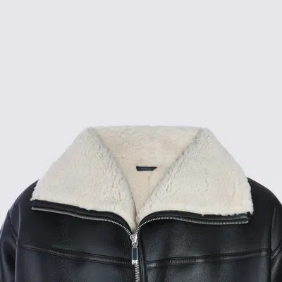 Totême Signature Shearling Zip Coat In Black