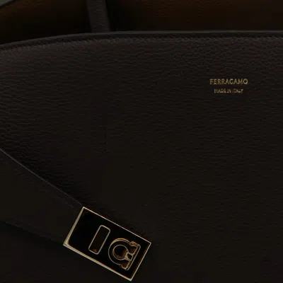 Ferragamo Brown Leather Hug Th M Top Handle Bag