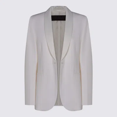 Max Mara Satin-trimmed Virgin Wool Gabardine Blazer In White