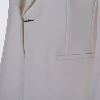 Max Mara Satin-trimmed Virgin Wool Gabardine Blazer In White