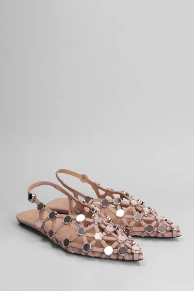 Attico Suede Flats With Open Design And Studs In Pink