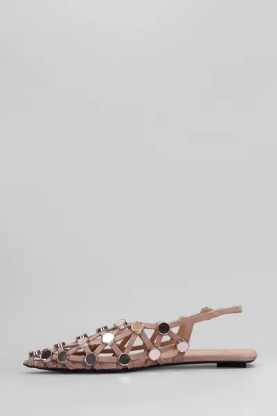 Attico Suede Flats With Open Design And Studs In Pink