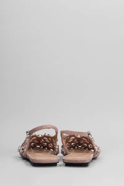 Attico Suede Flats With Open Design And Studs In Pink