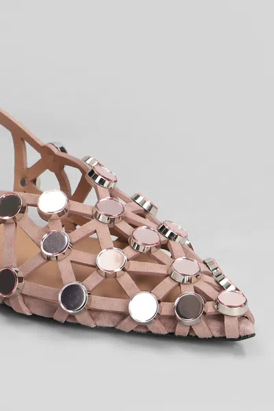 Attico Suede Flats With Open Design And Studs In Pink