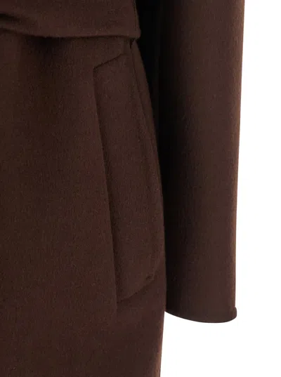 Gucci Brown Reversible Double-breasted Coat With Notched Revers And Belt In Wool Woman In Brown