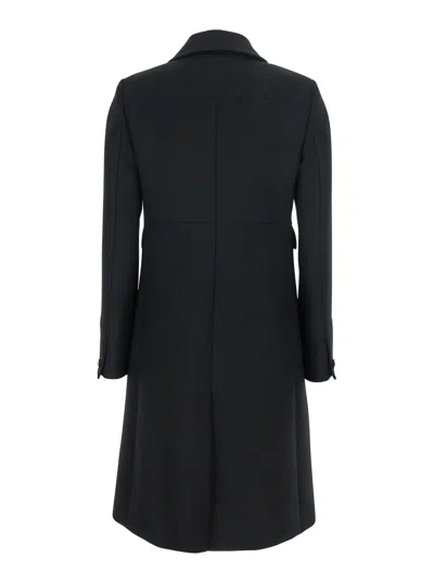 Gucci Black Double-breasted Coat With Spread Collar In Wool Woman