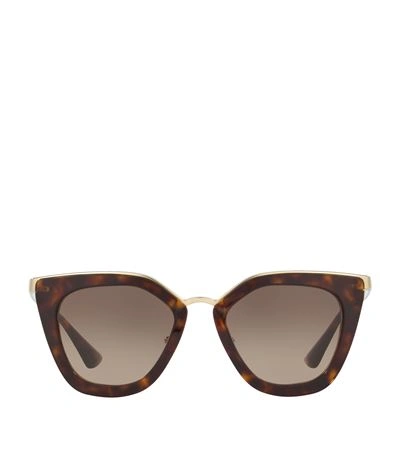 Prada Mirrored Cat Eye Sunglasses, 52mm In Tortoise/gold Mirror