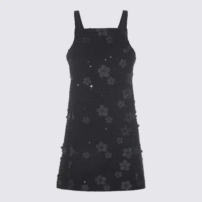 Twinset Boucl Short Dress With Embroidery In Black