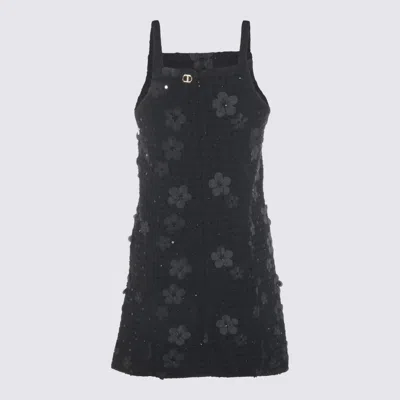 Twinset Boucl Short Dress With Embroidery In Black