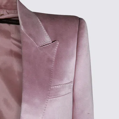 Tom Ford Satin Blazer With Notched Lapels And Pockets In Pink