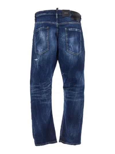 Dsquared2 Ducati X D2 Blue Jeans With Logo Patch On The Rear And Belt Loops In Denim Man In Blue
