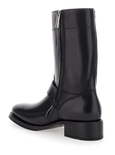 Dsquared2 Ducati X D2 Black Ankle Boots With Side Zip Closure And Maxi Logo Lettering On The Side In Leather M In Black