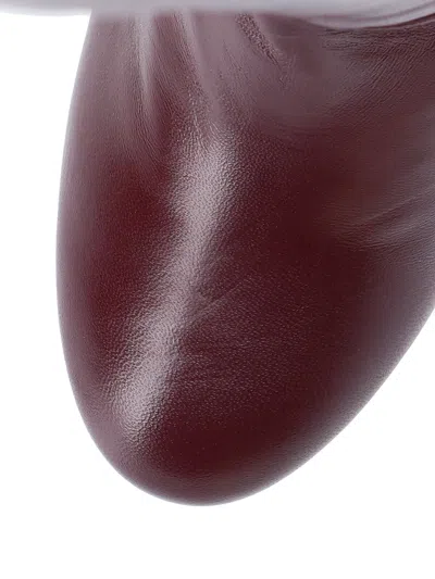 Stuart Weitzman Knee-high Brown Leather Boots With Polished Finish In Burgundy