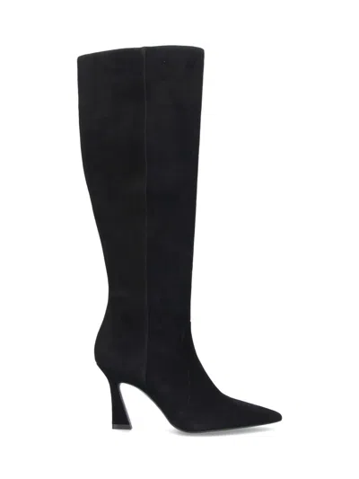 Stuart Weitzman Knee-high Boots With Pointed Toe And Curved Heel In Black