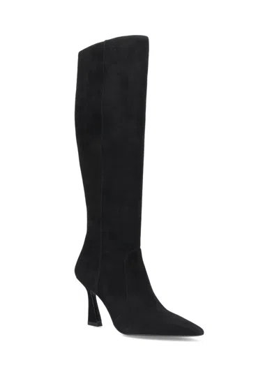 Stuart Weitzman Knee-high Boots With Pointed Toe And Curved Heel In Black