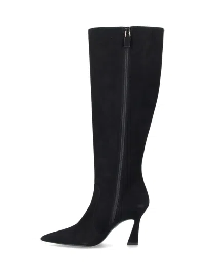 Stuart Weitzman Knee-high Boots With Pointed Toe And Curved Heel In Black