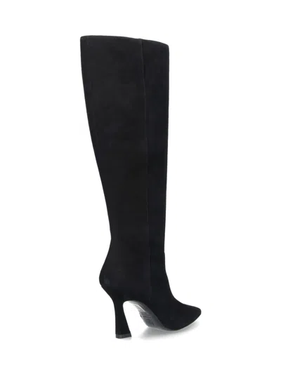 Stuart Weitzman Knee-high Boots With Pointed Toe And Curved Heel In Black