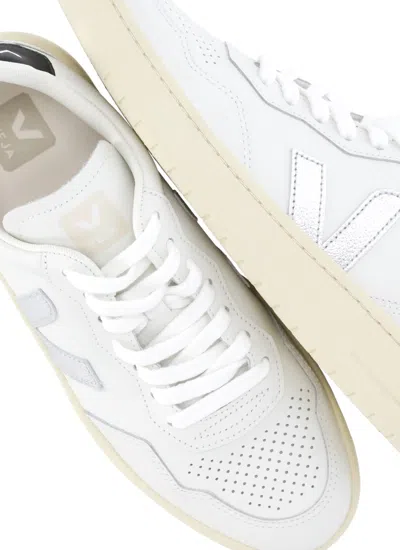 Veja V-90 Ot White Silver Black Sneakers In White