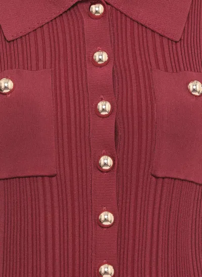 Self-portrait Knee Length Dress With Flared Cuffs And Pockets In Red