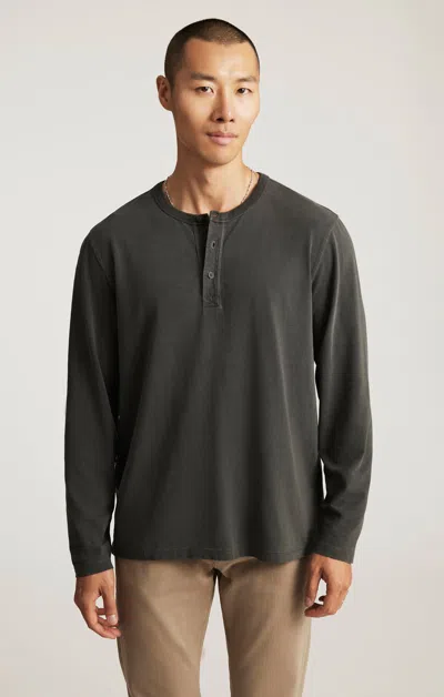 Mavi Long Sleeve Henley T-shirt In Pirate Black In Gray