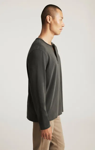 Mavi Long Sleeve Henley T-shirt In Pirate Black In Gray