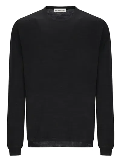 Goes Botanical Tubular Crewneck Sweater In Black