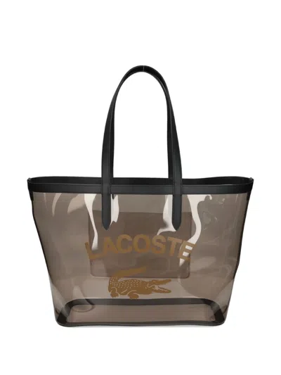 Lacoste Anna Logo Graphic Tote Bag In Black