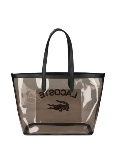 Lacoste Anna Logo Graphic Tote Bag In Black