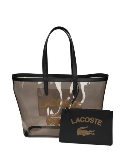 Lacoste Anna Logo Graphic Tote Bag In Black