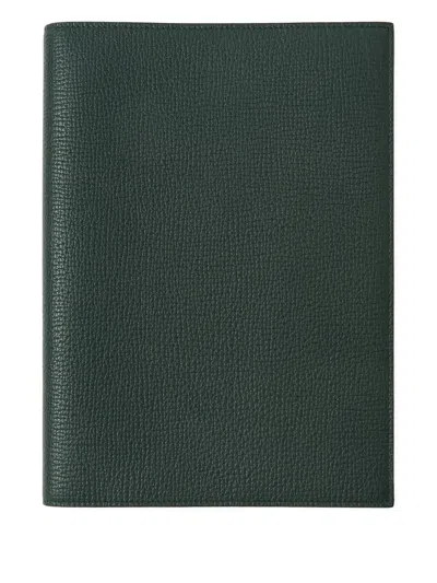 Smythson Leather Notebook Folder In Green