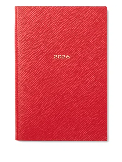 Smythson Grained Lambskin Chelsea Diary In Red