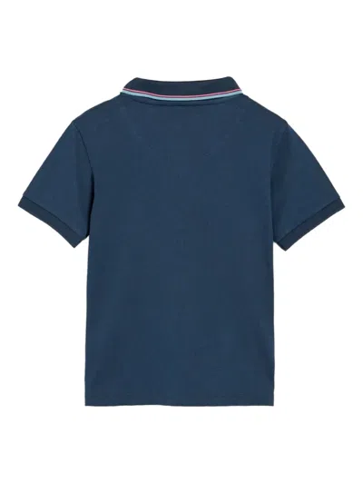 Paul Smith Junior Zip-up Embroidered-logo Polo Shirt In Blue