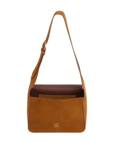 绒面皮翻盖单肩包