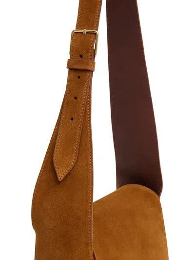 绒面皮翻盖单肩包