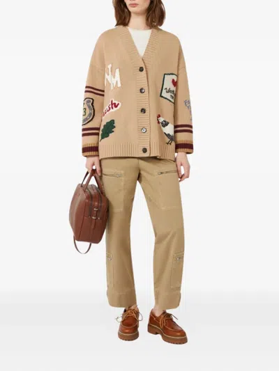 Weekend Max Mara Relaxed Fit Cardigan Made From Wool Yarn In Neutral