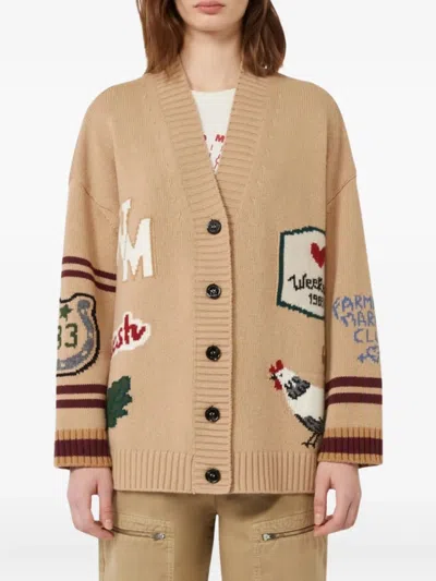 Weekend Max Mara Relaxed Fit Cardigan Made From Wool Yarn In Neutral