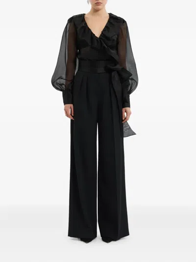 Rebecca Vallance Anjou Sheer Silk Organza Blouse In Black