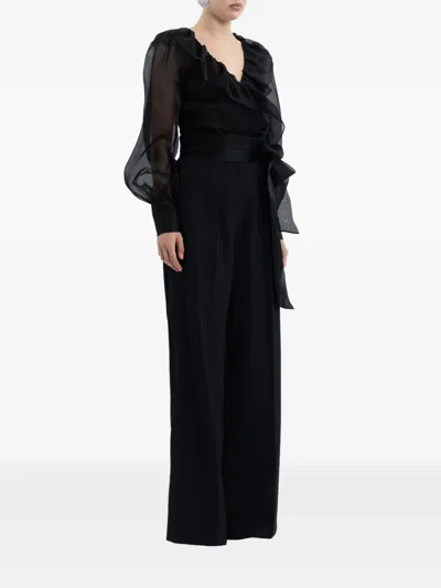 Rebecca Vallance Anjou Sheer Silk Organza Blouse In Black