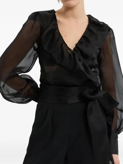 Rebecca Vallance Anjou Sheer Silk Organza Blouse In Black