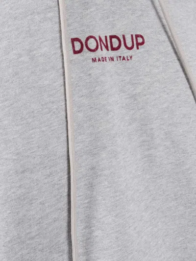 Dondup Light Grey Cotton Hoodie With Adjustable Drawstring In Gray