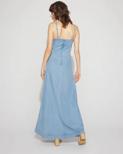 White House Black Market Petite Chain Detail Denim Maxi Dress In Blue